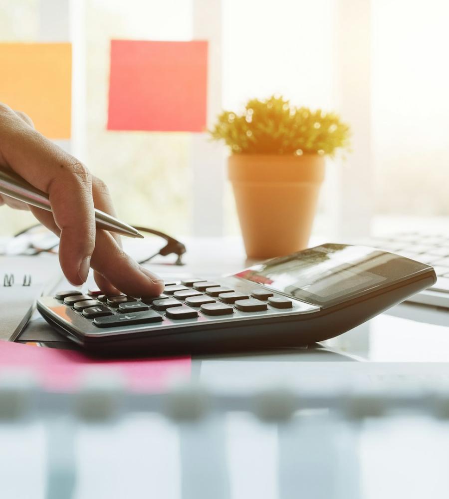 Person using calculator